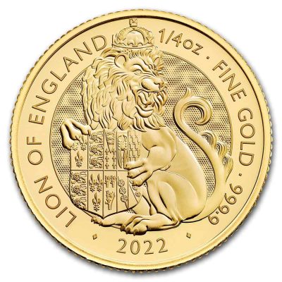 2022年 (新品) イギリス「ロイヤルチューダービースト・イギリスのライオン」純金 1/4オンス 金貨