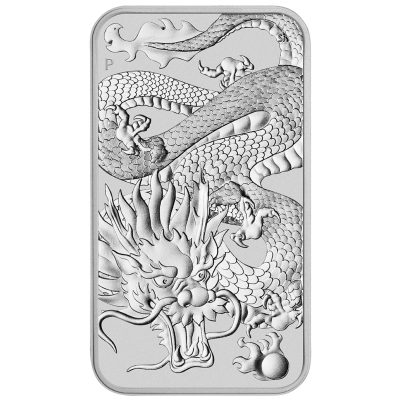 2022年 (新品) オーストラリア「ドラゴン・龍」純銀 1オンス バー
