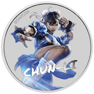 2022 (New) Tuvalu Street Fighter Chun Li Silver 1 oz Coloured Coin