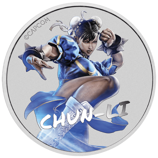 2022 (New) Tuvalu Street Fighter Chun Li Silver 1 oz Coloured Coin
