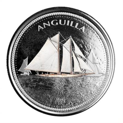 2021 (新品) アンギラ「帆船」純銀 1オンス カラープルーフ 銀貨
