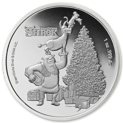 2021 (New) Fiji Shrek Christmas Silver 1 oz Coin