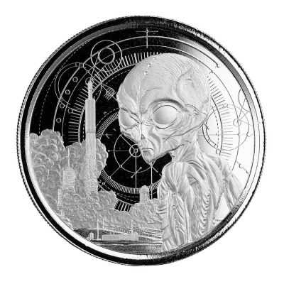2021年 (新品) ガーナ「宇宙人・エイリアン」純銀 1オンス 銀貨