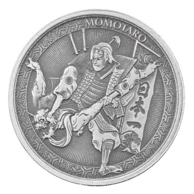 2020 (New) Samoa「MOMOTARO & ONI」UKIYOE Silver 1 oz Antique Coin