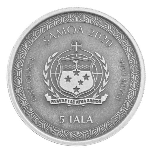 2020 (New) Samoa「MOMOTARO & ONI」ANIME Antique 99.99% Pure Silver 1 oz Coin - Image 2