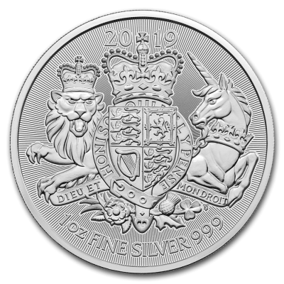 2019 (New) Great Britain Royal Arms of England 1 oz 31.1 gram .999 Silver Coin