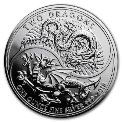 2018年 (新品) イギリス「ドラゴン 龍・ウェールズ 中国」純銀 1 オンス 銀貨