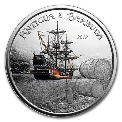 2018 (New) Color Proof Pirate Ship・Rum Runner 1 oz  .999 Silver Coin