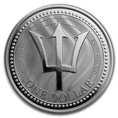 2017 (New) Barbados Trident 1 oz 31.1 gram .999 Silver Coin in Capsule