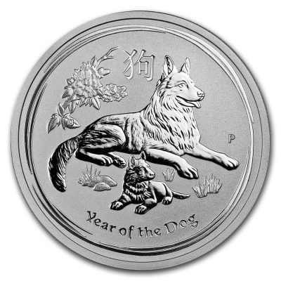 2018 (New) Australian Year of the Dog Lunar Perth Mint 1/2 oz Silver Coin