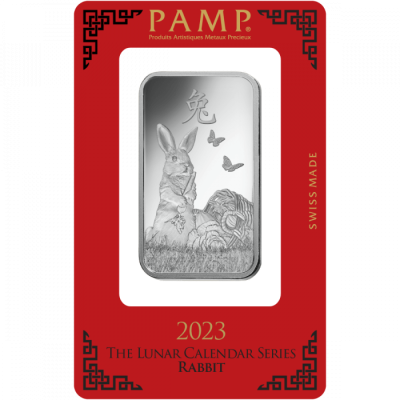 2023 (New) Pamp Lunar Year of the Rabbit Lunar Silver 1 oz Bar