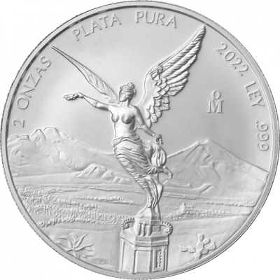 2022年 (新品) メキシコ「リベルタッド」純銀 2オンス 銀貨