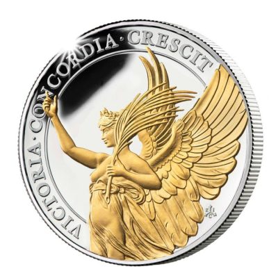 2021年 (新品) セントヘレナ「女王の美徳・勝利」純銀 1オンス 金メッキ プルーフ銀貨