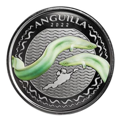 2022 (新品) アンギラ「ウナギ・鰻」純銀 1オンス カラー 銀貨