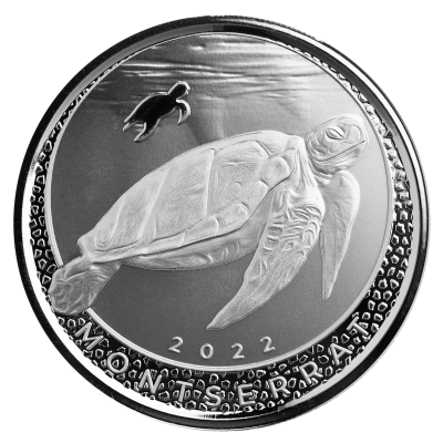 2022年 (新品) モントセラト「ウミガメ」純銀 1オンス 銀貨