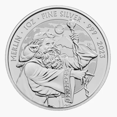2023年 (新品) イギリス「神話と伝説・マーリン」純銀 1オンス 銀貨