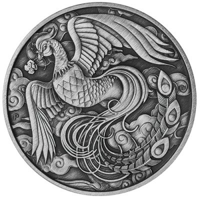 2023年 (新品) オーストラリア「フィニックス・不死鳥」純銀 1オンス アンティーク 銀貨