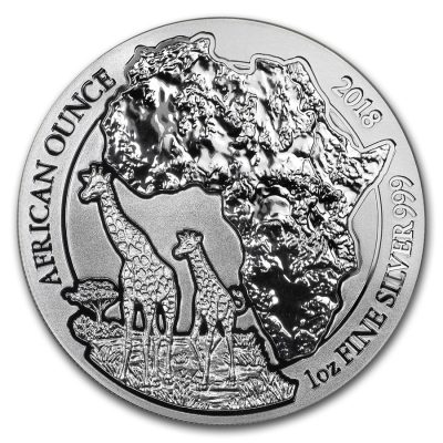 2018 (New) Rwanda African Giraffe Silver 1 oz Coin