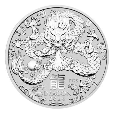 2024年 (新品) オーストラリア「干支 十二支・辰年 龍年」純銀 1キロ 銀貨