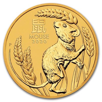【3 Day Ship】2020 (New) Australia Lunar Year Of The Mouse Gold 1/2 oz Coin