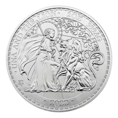 2022年 (新品) セントヘレナ「ウナとライオン」純銀 2オンス 銀貨