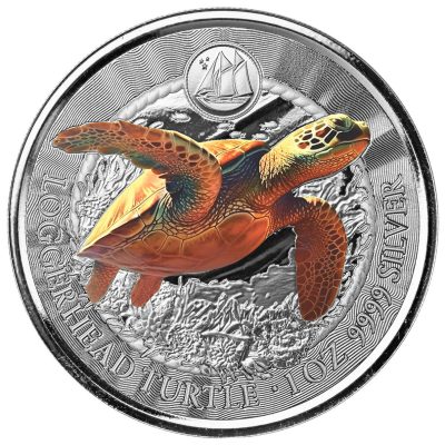 2023年 (新品) ケイマン諸島「アカウミガメ」純銀 1オンス カラープルーフ 銀貨