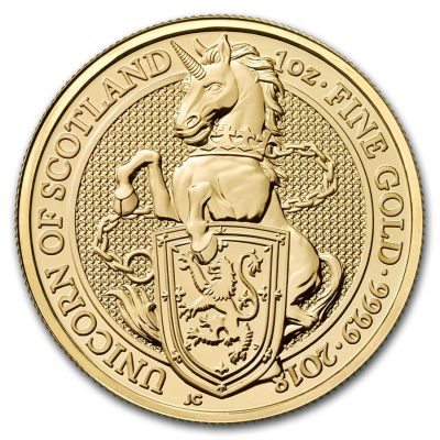 2018年 (新品) イギリス「クィーンズ ビースト・ユニコーン 一角獣」純金 1オンス 金貨