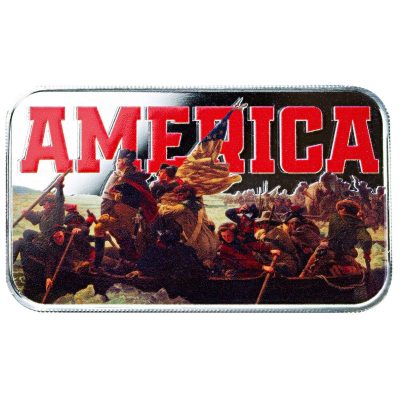 (New) USA Washington Crossing the Delaware River Silver 1 oz Color Bar