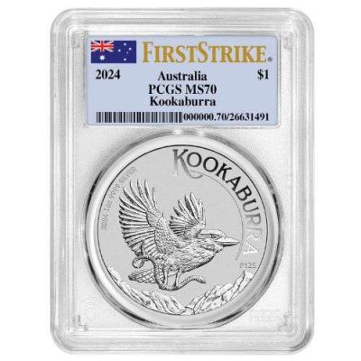 2024 (New) Australian Kookaburra Silver 1 oz Coin PCGS MS70 (FirstStrike)