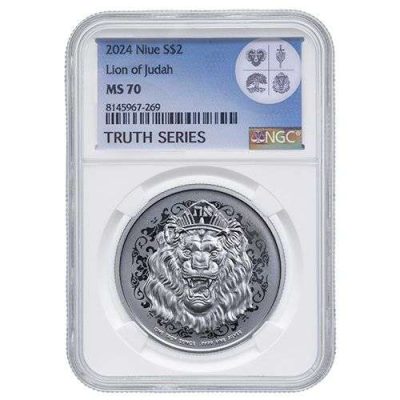 2024 (New) Niue Roaring Lion of Judah Silver 1 oz Coin NGC MS70