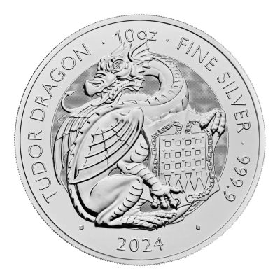 2024 (New) Great Britain The Royal Tudor Beasts The Welsh Dragon Silver 10 oz Coin