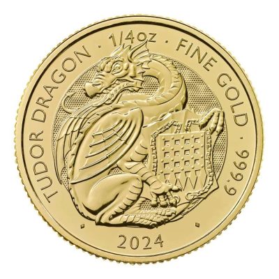 2024年 (新品) イギリス「ロイヤルチューダービースト・ウェールズのドラゴン」純金 1/4オンス 金貨