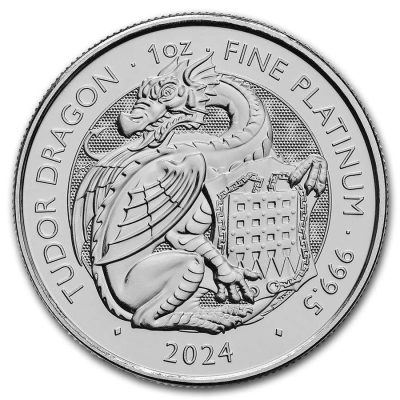 2024年 (新品) イギリス「ロイヤルチューダービースト・ウェールズのドラゴン」純プラチナ 1オンス プラチナ貨