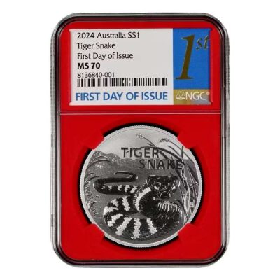 2024 (New) Australia's Most Dangerous Tiger Snake Silver 1 oz Coin NGC MS70