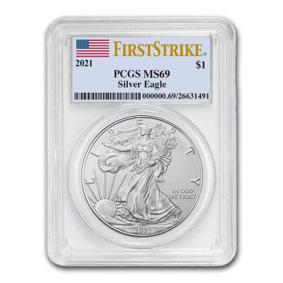 2021 (New) American Eagle Walking Liberty Silver 1 oz Coin PCGS MS69 (FirstStrike)【Type 1】