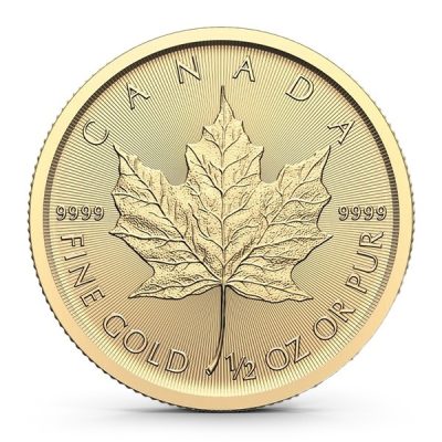 2025年 (新品) カナダ「メイプルリーフ」純金 1/2オンス 金貨