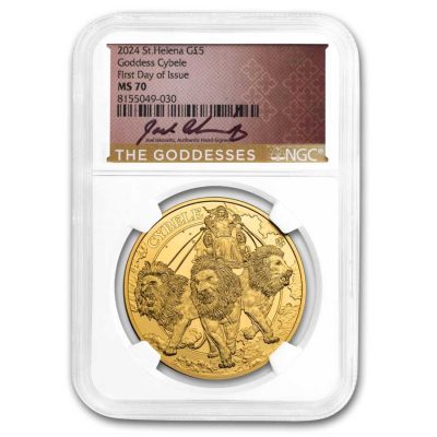 【3日以内に発送】2024年 (新品) セントヘレナ「女神 キュベレー」純金 1オンス 金貨 NGC MS70