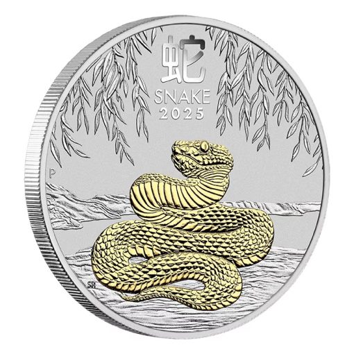 2025年 (新品) オーストラリア「干支 十二支・巳年 蛇年」純銀 1オンス 金メッキ 銀貨 - 画像 (3)