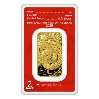 2025年 (新品) スイス アルゴー「干支 十二支・巳年 蛇年」純金 1オンス バー