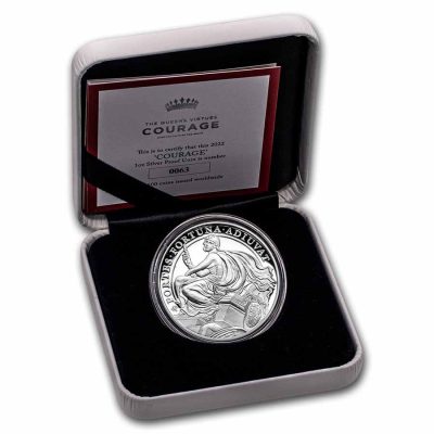 2022年 (新品) セントヘレナ「女王の美徳・勇気」純銀 1オンス プルーフ 銀貨