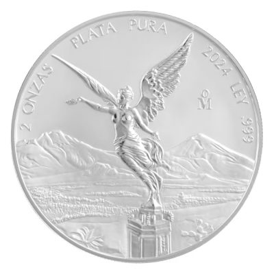 2024年 (新品) メキシコ「リベルタッド」純銀 2オンス リバースプルーフ 銀貨