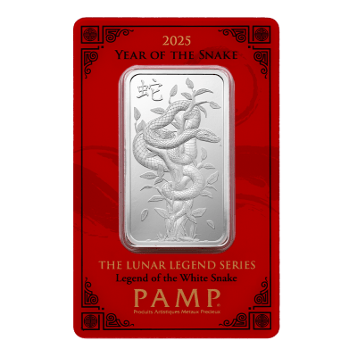 2025 (New) Pamp Swiss Legend of the White Snake Lunar Snake Silver 1 oz Bar