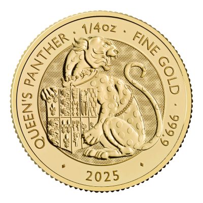 2025年 (新品) イギリス「ロイヤルチューダービースト・女王のパンサー」純金 1/4オンス 金貨
