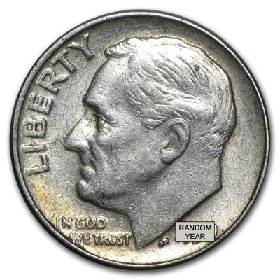 1946-1964 Roosevelt Dime 90% Silver Average Circulated Coin【10 Coins】