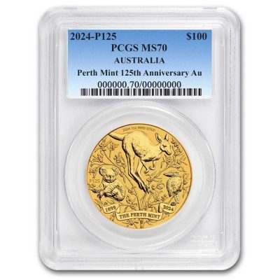 2024年 (新品) オーストラリア「パースミント・125周年」純金 1オンス 金貨 PCGS MS70