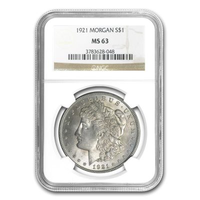 1921 USA Morgan Dollar 90% Silver Circulated Coin NGC MS63