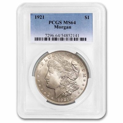 1921 USA Morgan Dollar 90% Silver Circulated Coin PCGS MS64