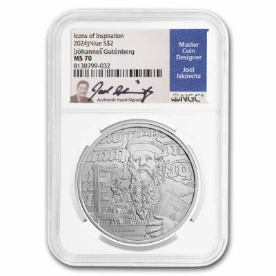 2024 (New) Niue Icons Johannes Gutenberg Silver 1 oz Coin NGC MS70