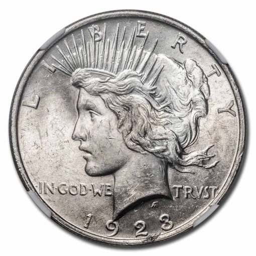 1923年 アメリカ ステージコーチ ピースドル 90% 銀 未流通 銀貨 NGC - 画像 (2)