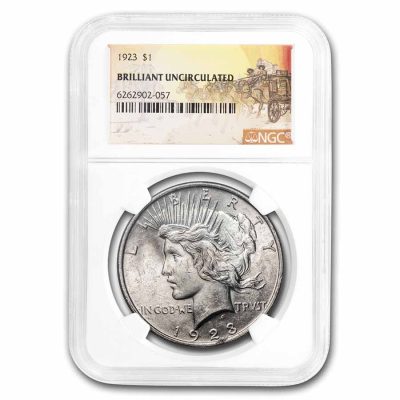1923年 アメリカ ステージコーチ ピースドル 90% 銀 未流通 銀貨 NGC
